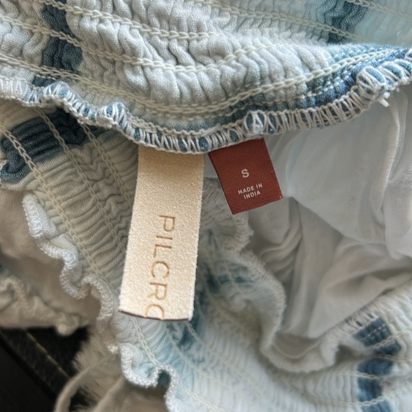 Anthropologie PILCRO Tie Dye Mini Skirt Blue White Tie Waist Tiered Sz S - Picture 9 of 15